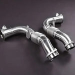 wide view of Capristo Exhaust 250 Cell Sport Cats for BMW M8 G15 / M8 G16 2018+ with black background