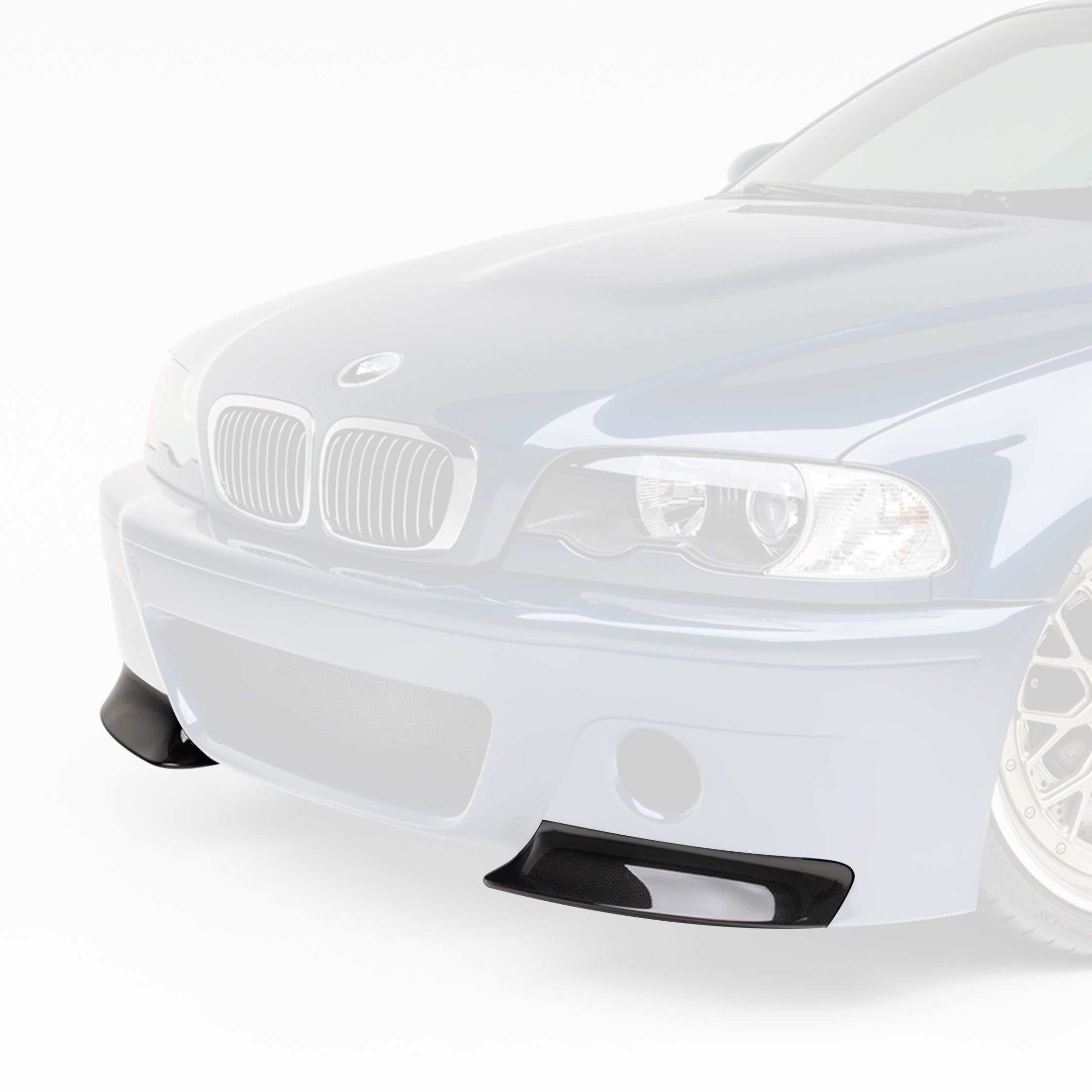 E46 M3 V-CSL splitters, faded view highlighting carbon pieces