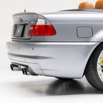 E46 M3 rear bumper with V-CSL diffuser, rear 3/4 close-up