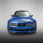 Blue M Coupe with carbon front spoiler, head-on view
