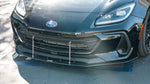 A front view of a black car fitted with APR Performance Front Wind Splitter Subaru BRZ 2022-2023