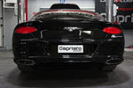 wide view of Capristo Valved Exhaust with Mid-Pipes (CES3) for Bentley New Continental 2019 – 2022 fitted inside a car