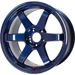 A front view of Volk Racing TE37SL Wheel 19x10.5 5x114.3 12mm Mag Blue with white background