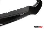 Detail of the pre-preg carbon weave and RennTech marking near the splitter corner