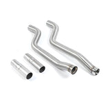 A front view of Milltek Secondary Catalyst Bypass Pipe Mercedes 63 AMG Coupé W204 2007-2014 with white background