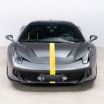 Ferrari 458 with CTR front package and yellow stripe, head-on view