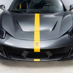 458 CTR hood and bumper with yellow stripe, high front view