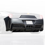 458 CTR rear package, faded view highlighting carbon parts
