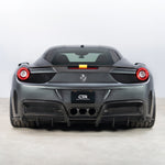 Grey Ferrari 458 with CTR rear package, straight rear view