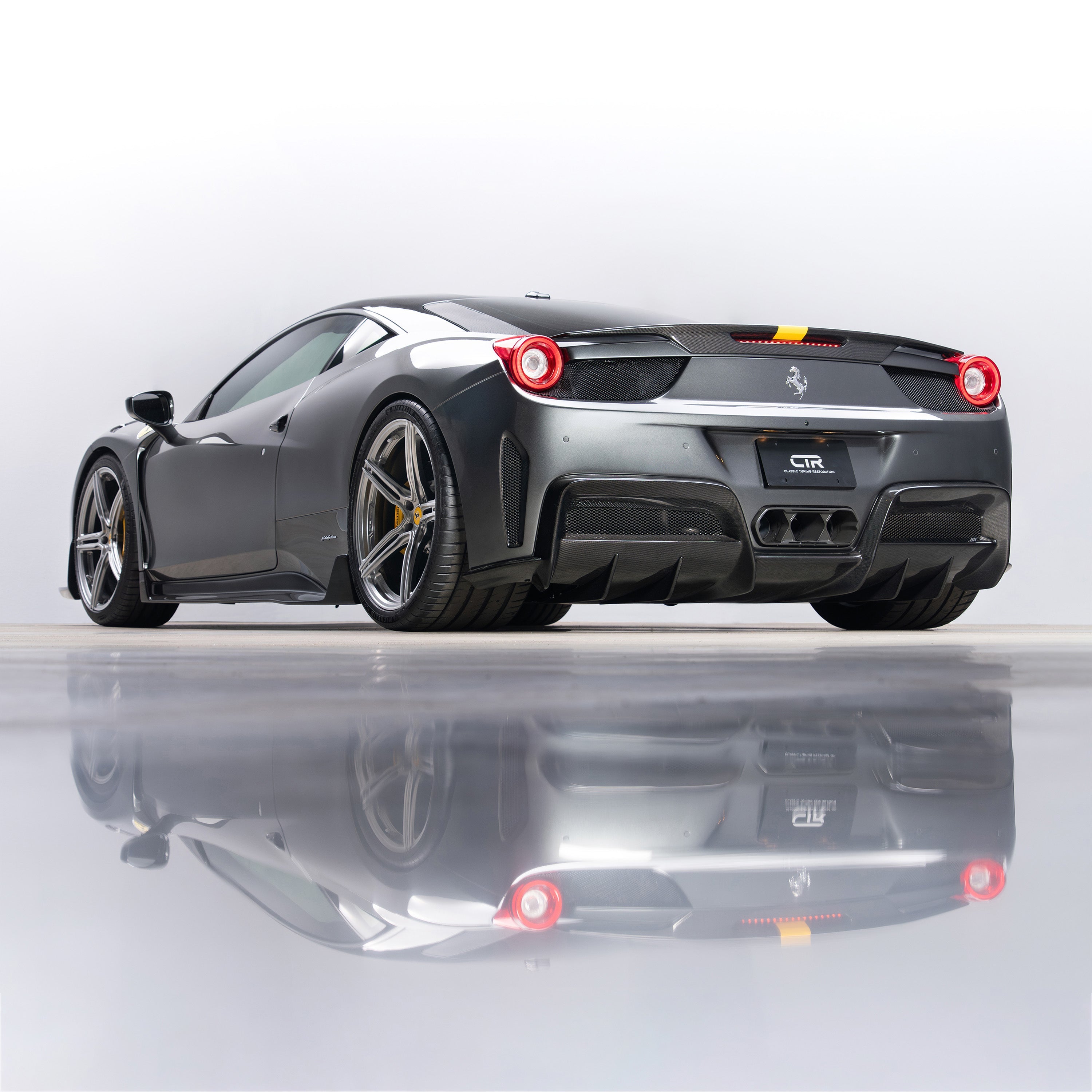 Ferrari 458 CTR rear package, rear 3/4 view with reflection