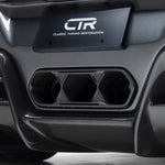 CTR triple exhaust surround and plate, close-up