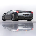 Grey 458 with CTR decklid spoiler, rear 3/4 with reflection