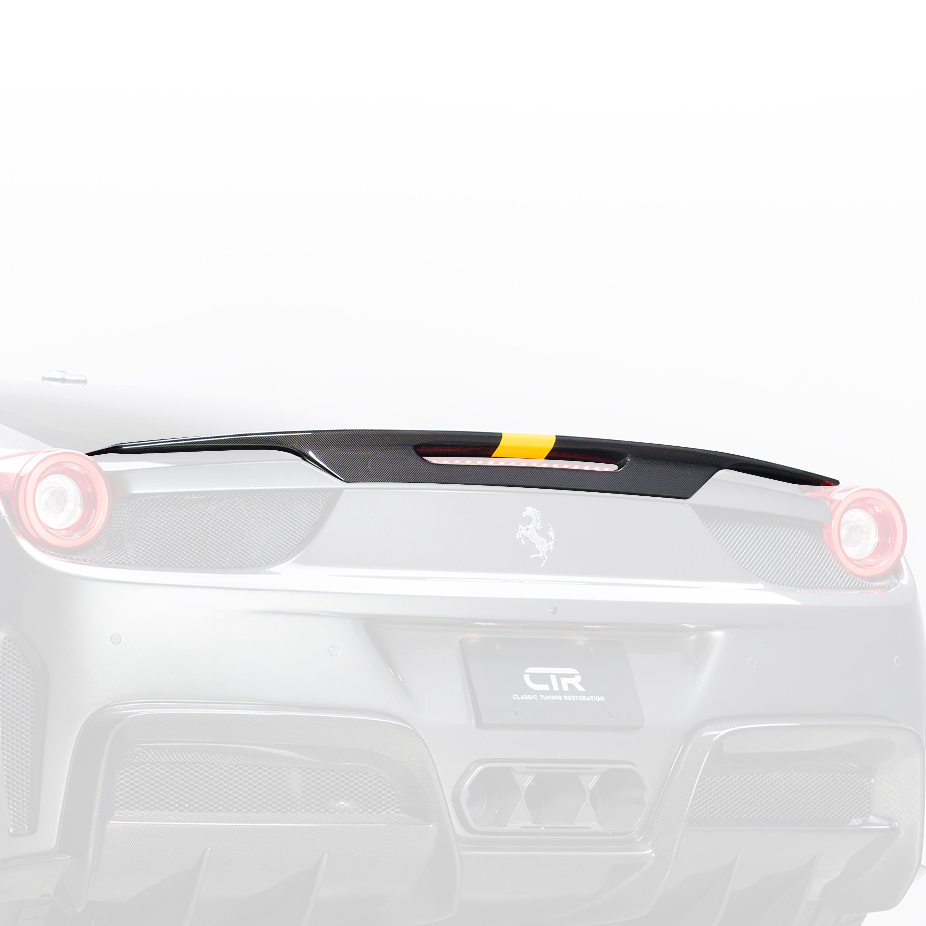 458 CTR spoiler, faded high rear view