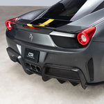 CTR decklid spoiler and diffuser on 458, rear 3/4 view