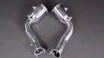 wide view of Capristo 250 Cell Catted Downpipes w/ OE OPF/GPF for Audi RS6 C8 2019-2025 with black background
