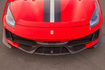 top view of Capristo Carbon Fiber Front Spoiler (without Side Wings) for Ferrari 488 Pista 2018-2020 fitted inside a car