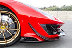 close view of Capristo Carbon Fiber Front Spoiler (with Side Wings) for Ferrari 488 Pista 2018-2020 fitted inside a car