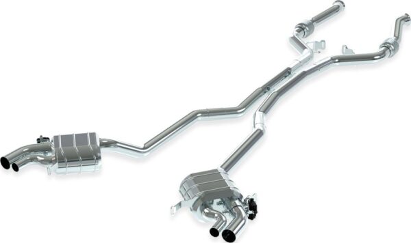 wide view of Capristo Valved Exhaust with Mid-Pipes (OE Actuators) for Mercedes AMG GT63 (C192) 2018+ with white background