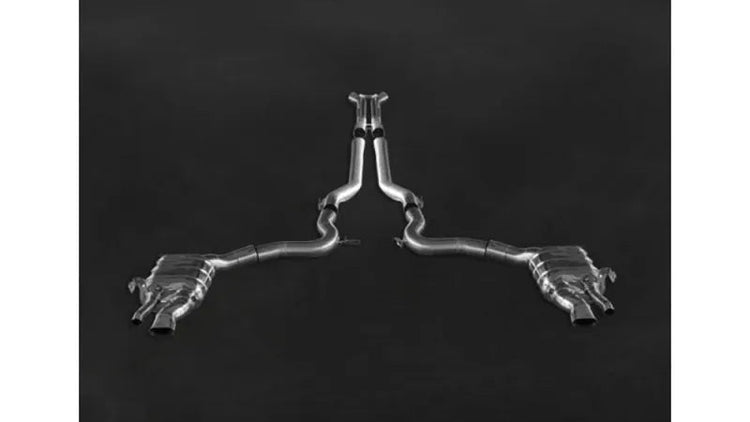 wide view of Capristo Exhaust OE Actuators Valved Exhaust w/ Mid-Pipes Bentley New Continental 2019-2022 with black background