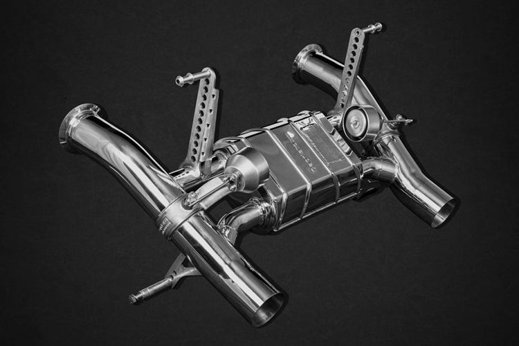 Capristo valved exhaust for Lamborghini Aventador SVJ/Ultimae, polished mufflers and valves