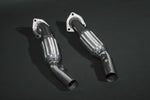 wide view of Capristo Cat Delete Pipes for Ferrari 430 Scuderia / 16M 2007-2009 with black background