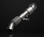 A front wide view of IPE SS Downpipe for BMW with white background