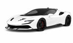 Render of a white Ferrari SF90 Stradale with carbon front bumper flaps