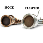 Factory and Fabspeed Cayenne catalyst faces compared