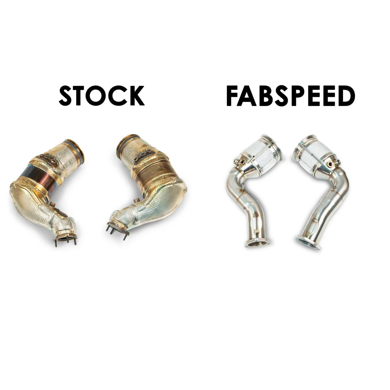 Factory Cayenne E3 V8 cats beside Fabspeed sport cats