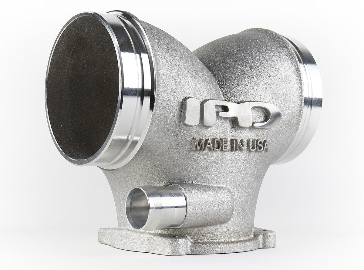 Competition 82mm Y plenum casting with large polished inlets, IPD Made in USA lettering and breather nipple - IPD for Porsche 996 Carrera