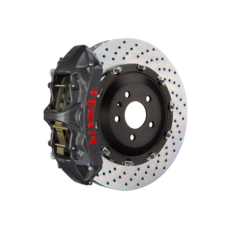 CTS-V Brembo 6-piston front kit, black hard-anodized GT-S caliper, 405mm drilled 2-piece disc