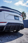 White Urus rear diffuser, low rear three-quarter