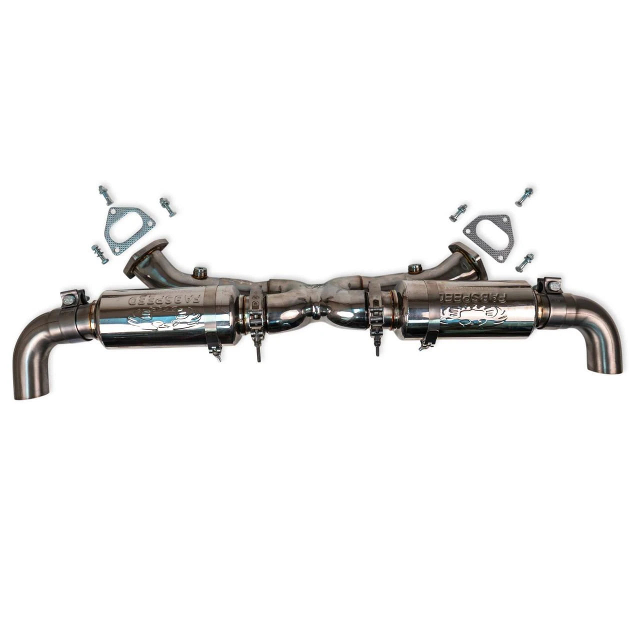 Fabspeed 993 Supersport X-pipe exhaust, angled top view
