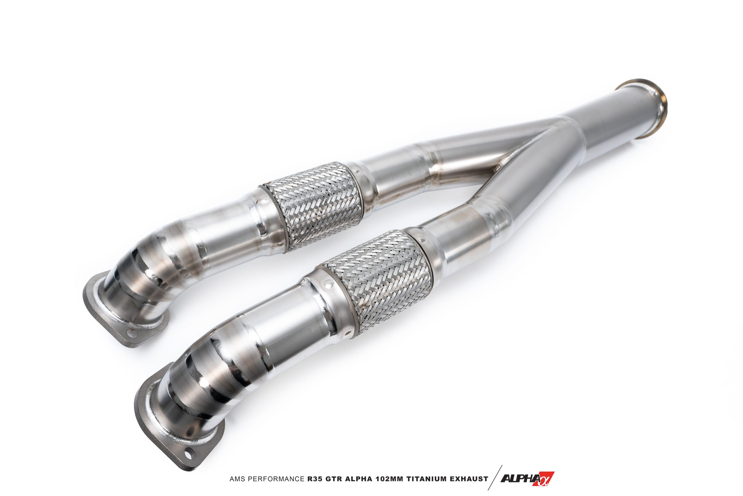 AMS Alpha 102mm titanium mid pipe with dual flex sections