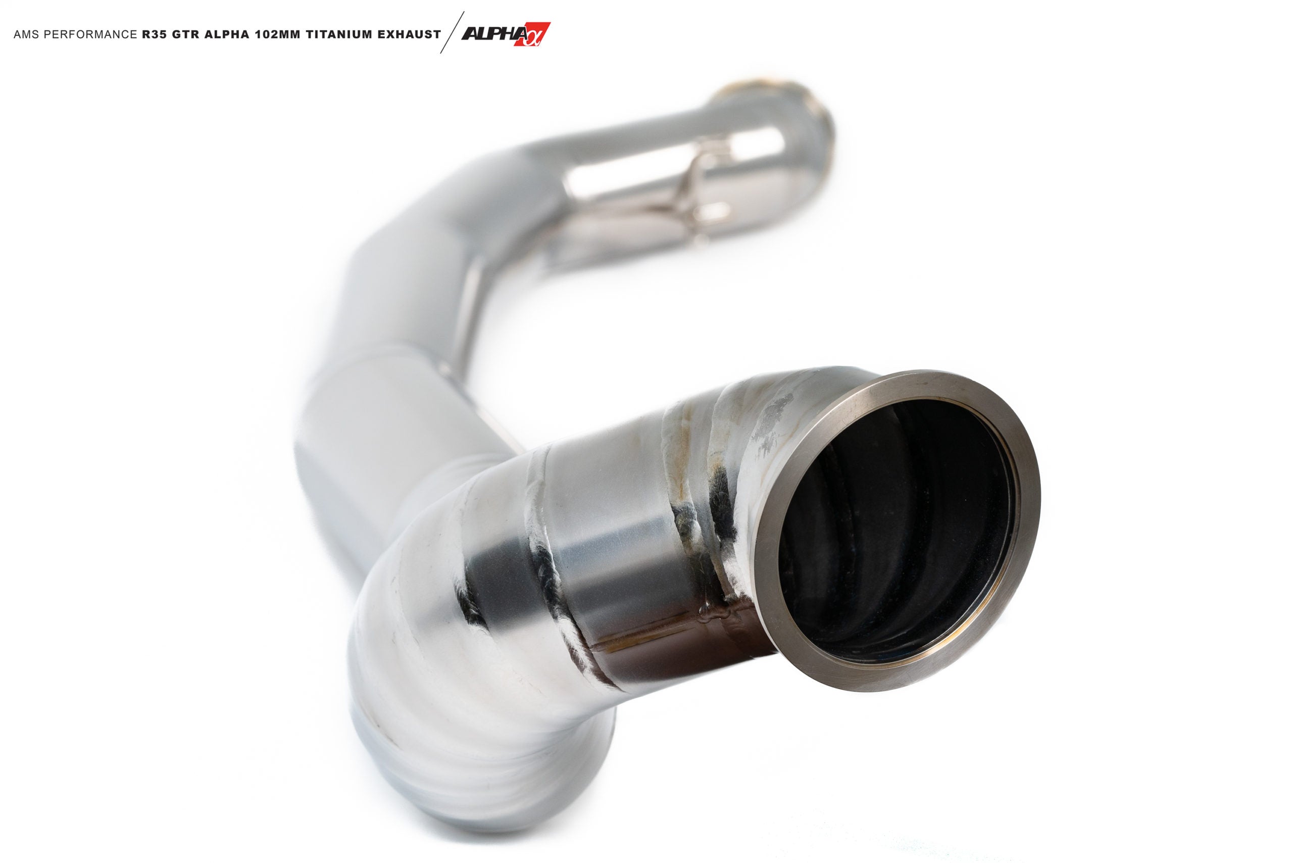 Titanium pipe section with V-band flange from the AMS R35 Alpha exhaust