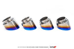 Four 5 inch titanium blue tips from the AMS GT-R Alpha exhaust