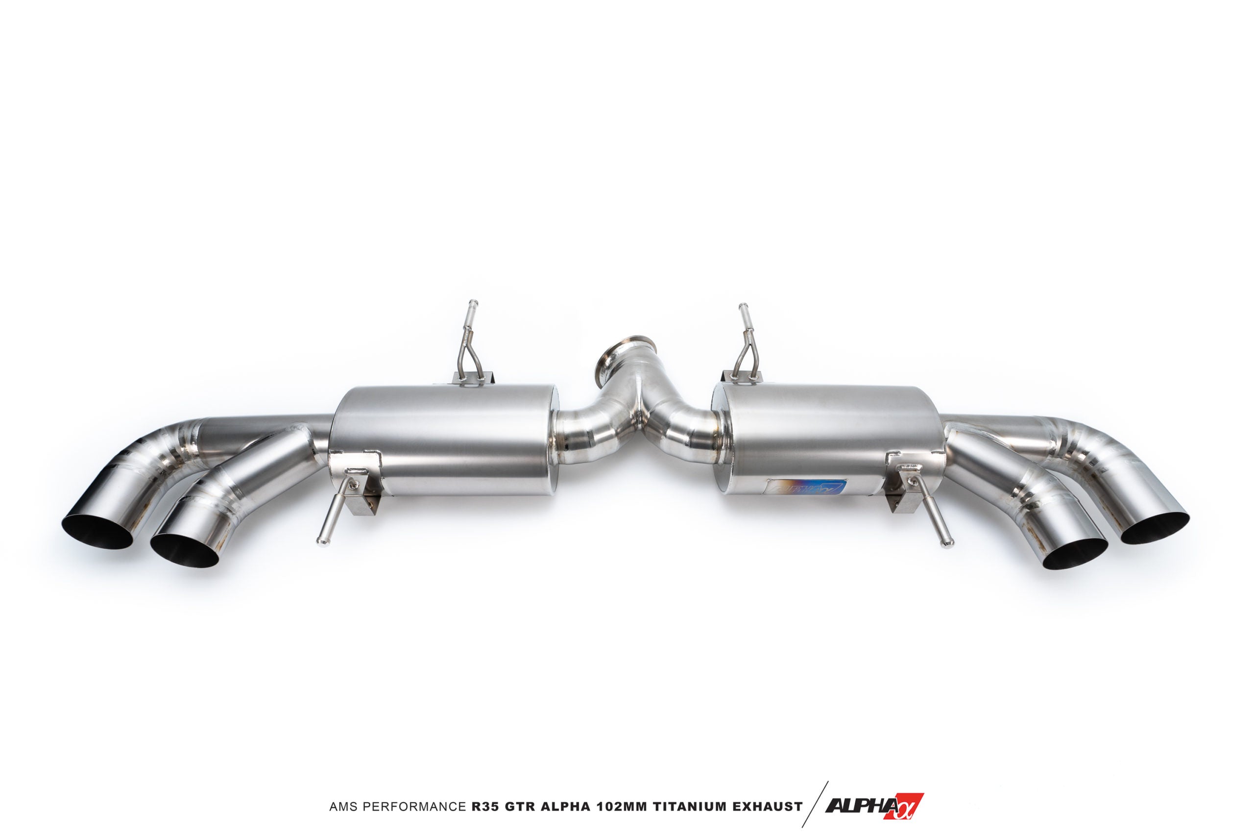 Rear section with twin mufflers of the AMS Alpha GT-R titanium exhaust
