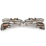 Fabspeed 992.2 Turbo S sport cat X-pipe, rear view