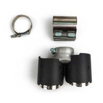 Carbon fiber tip pair with clamp and sleeve for the 991.2 bypass