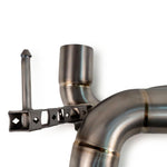 Titanium hanger bracket on the Fabspeed 488/F8 X-pipe exhaust