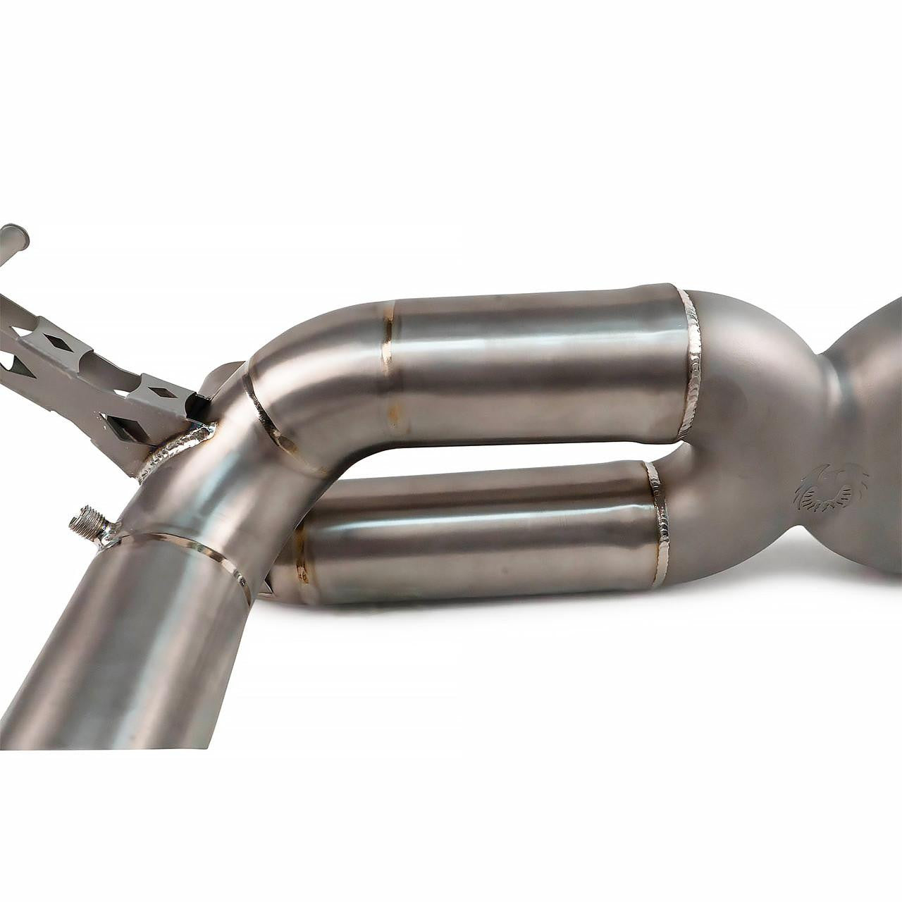 Titanium pipe bends near the outlet of the F8 Tributo X-pipe