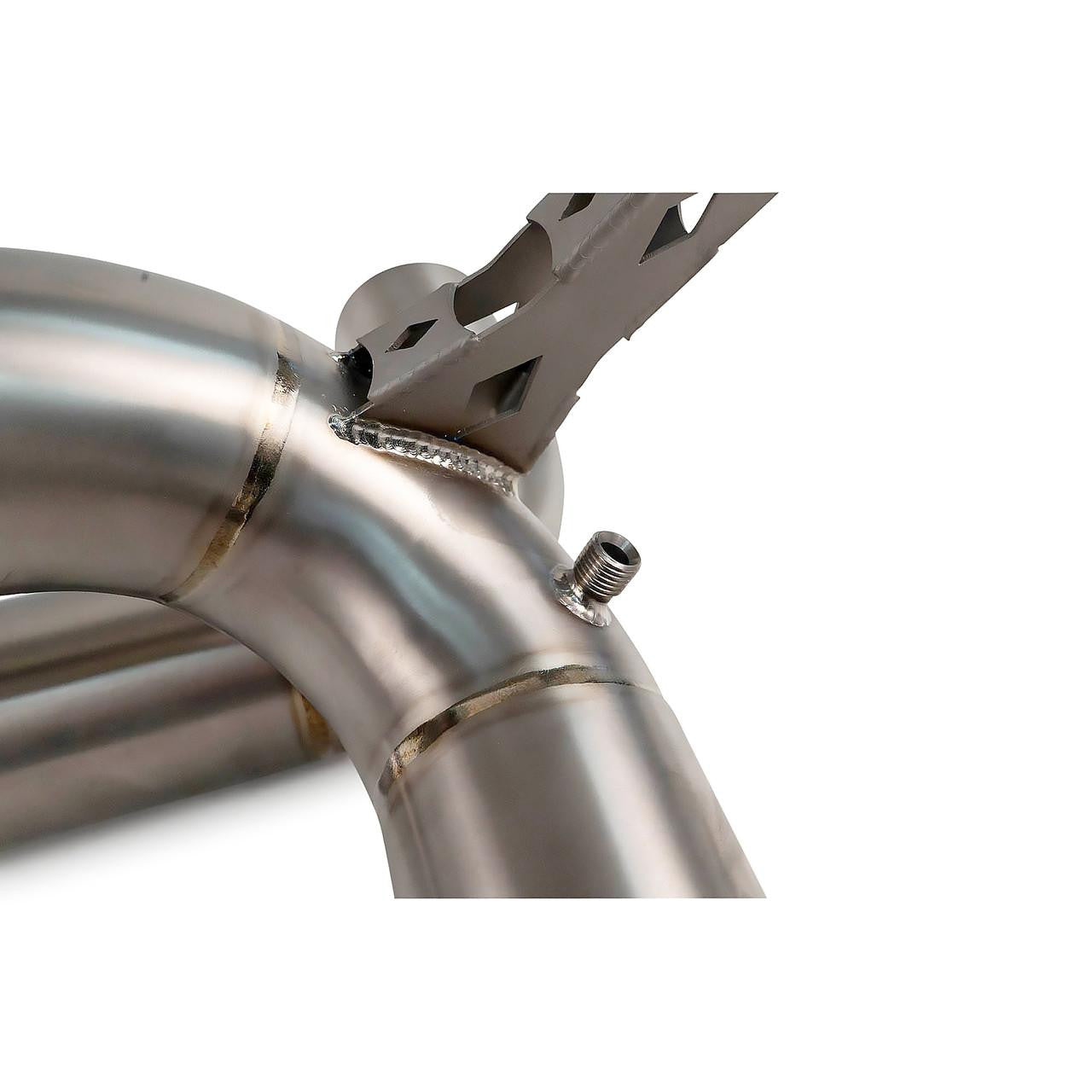 Titanium hanger bracket on the Fabspeed F8 Tributo X-pipe