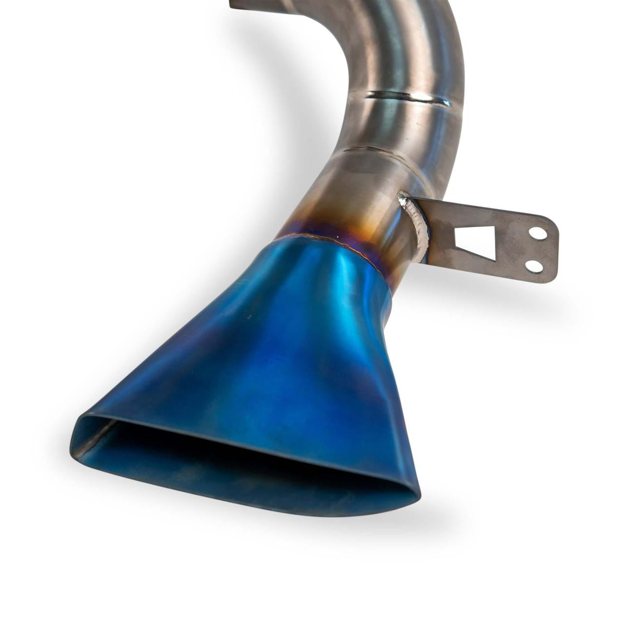 Burnt titanium flared tip on the Fabspeed MP4-12C Supreme X-pipe