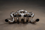 Valvetronic Designs F1 Exhaust Bugatti Chiron Pur Sport manufacturer gallery: four center outlets and two outer outlet branches viewed head-on