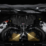 A top view of RK Autowerks F1X M5 M6 CARBON FIBER INTAKES fitted on a car