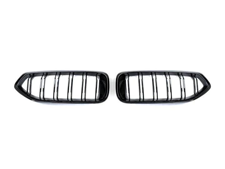 A front view of AUTOTECKNIC PAINTED GLAZING BLACK DUAL-SLAT FRONT GRILLE SET - BMW G29 Z4 2018+ with white background