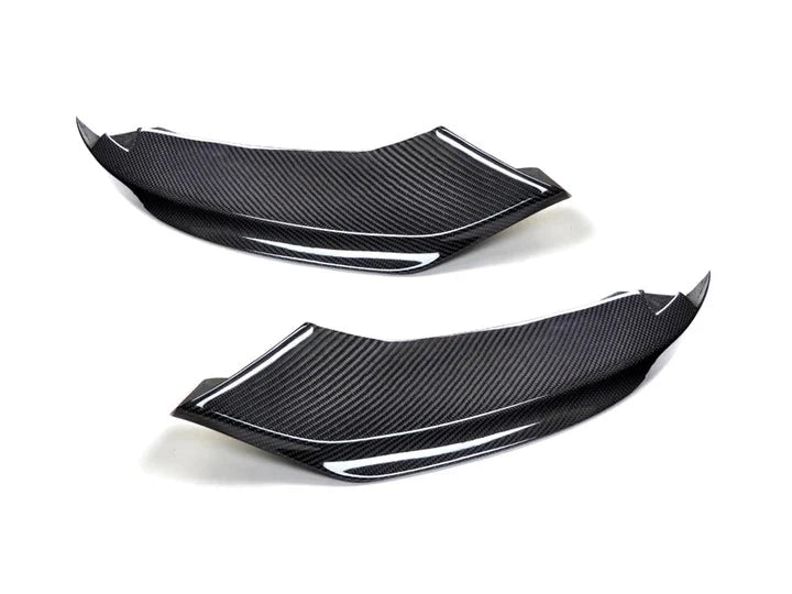 A front view of AUTOTECKNIC VACUUMED CARBON FIBER AERO SPLITTERS - BMW F32/ F33/ F36 4-SERIES M-SPORT 2014-2020 with white background