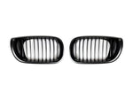 A front view of AUTOTECKNIC STEALTH BLACK FRONT GRILLE SET - BMW E46 3-SERIES LCI SEDAN 2001-2005 with white background