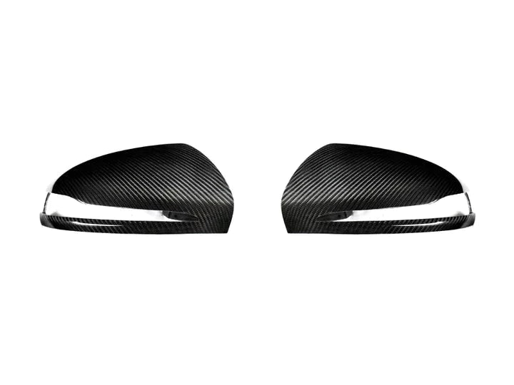 A front view of AUTOTECKNIC REPLACEMENT VERSION II DRY CARBON MIRROR COVERS - MERCEDES-BENZ W253 | X253 GLC-CLASS 2015+ with white background