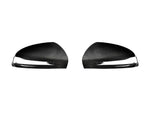 A front view of AUTOTECKNIC REPLACEMENT VERSION II DRY CARBON MIRROR COVERS - MERCEDES-BENZ W238 E-CLASS COUPE 2017+  with white background